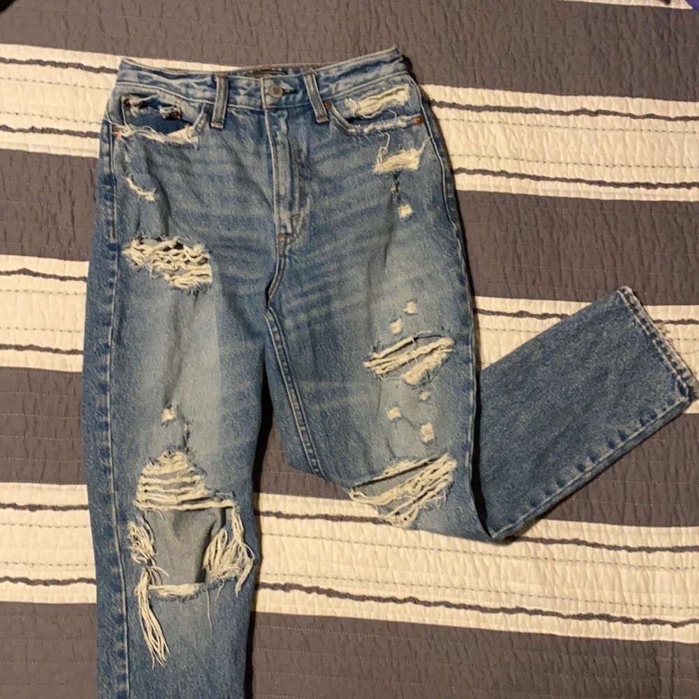 Abercrombie distressed mom jeans